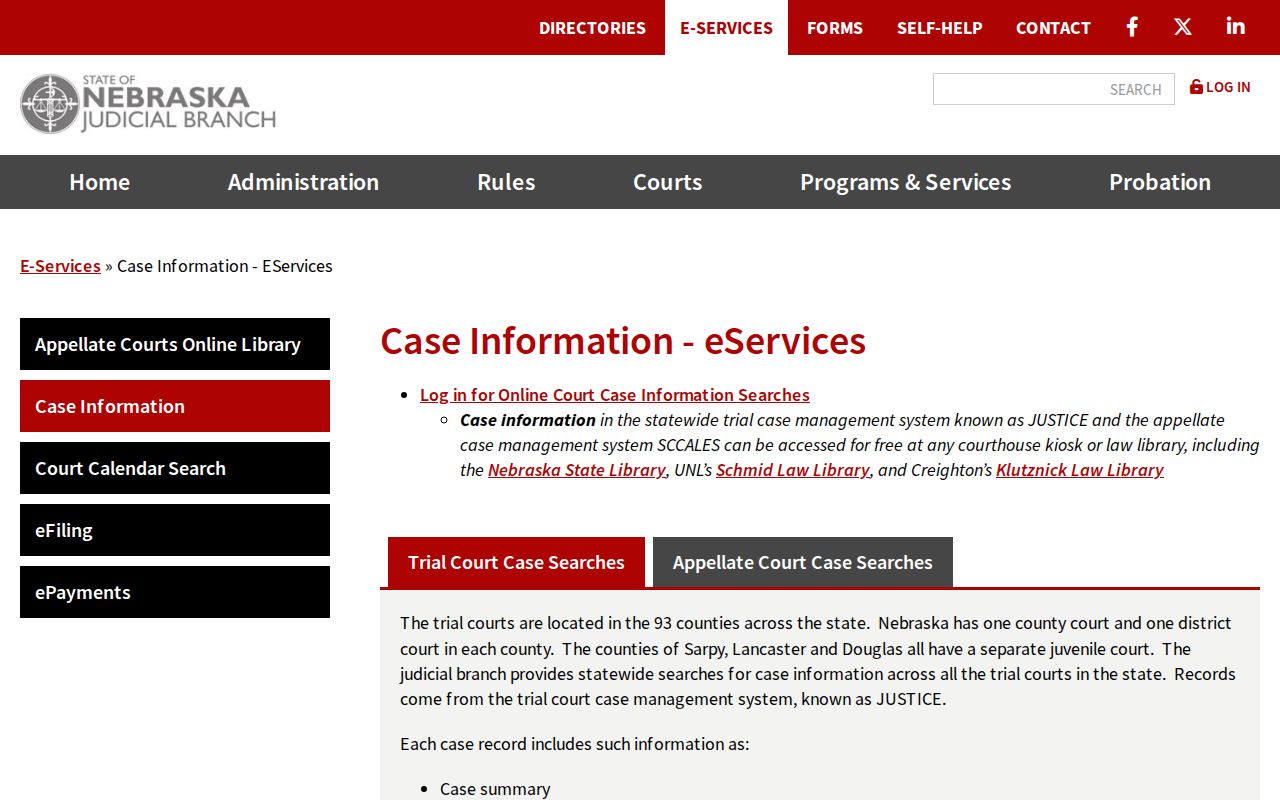 Frontier County warrant check using Nebraska JUSTICE case information