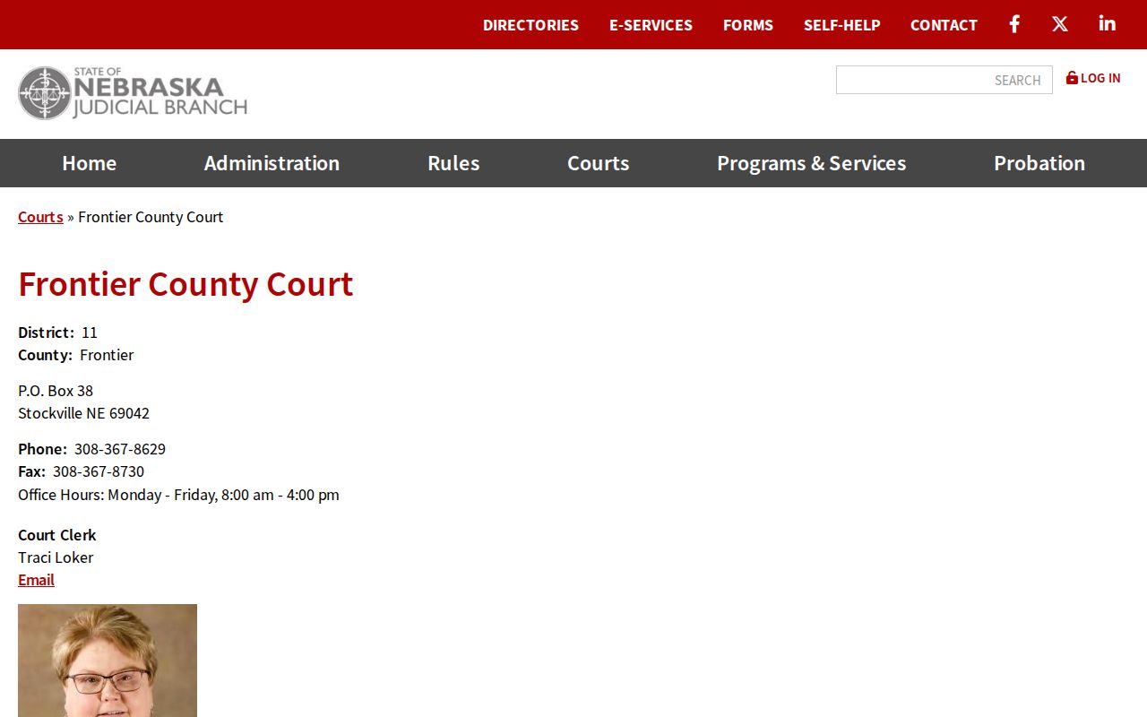 Frontier County Court source for Stockville warrant records access