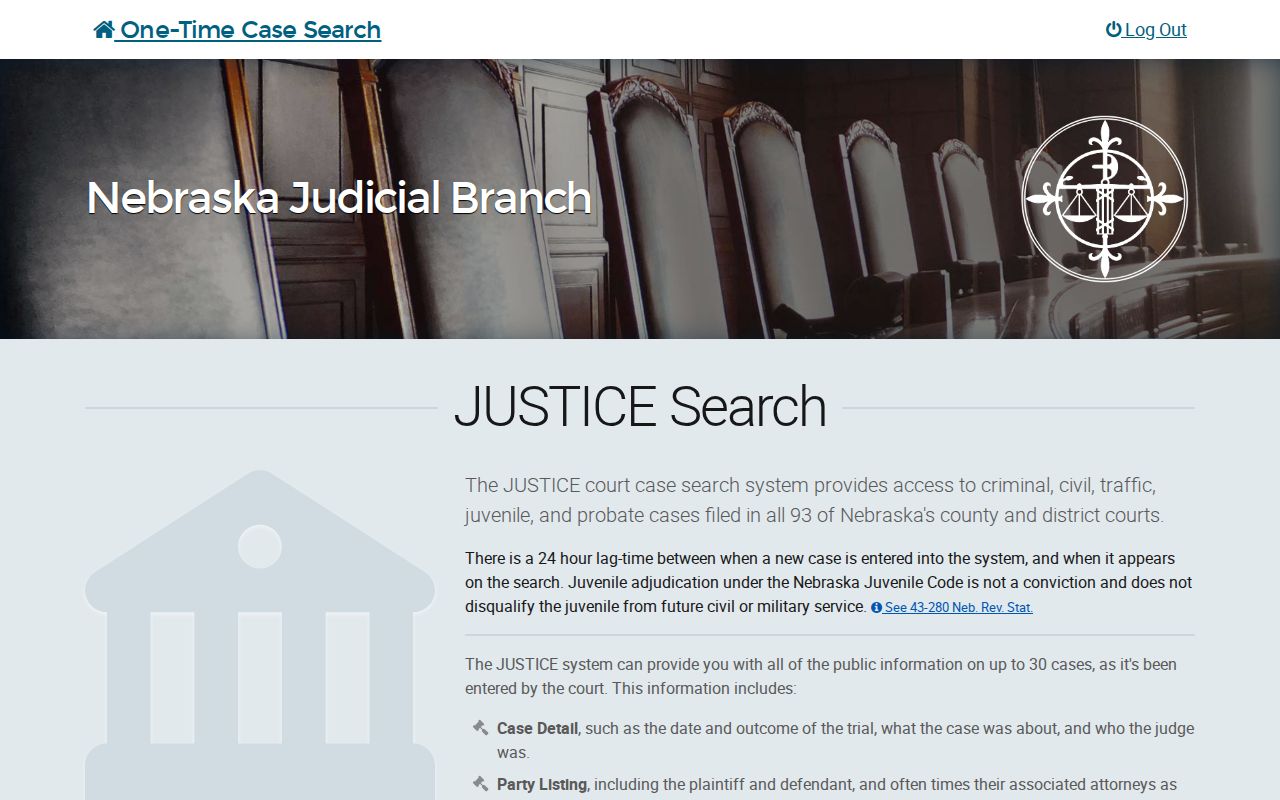 Nebraska public case search source for Frontier County active warrant records