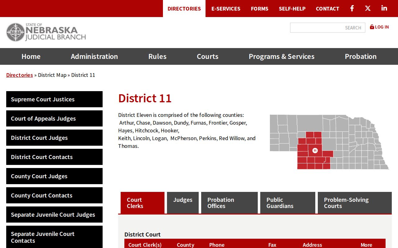 District 11 court route for Frontier County arrest warrant records